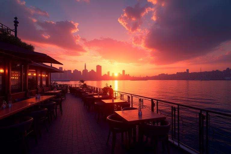 Harbour sunset view from the restaurant terrace